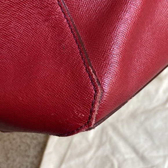 J.Crew Women’s Red Leather Tote Bag Shoulder Bag Purse w/ Dust Bag - Picture 9 of 16